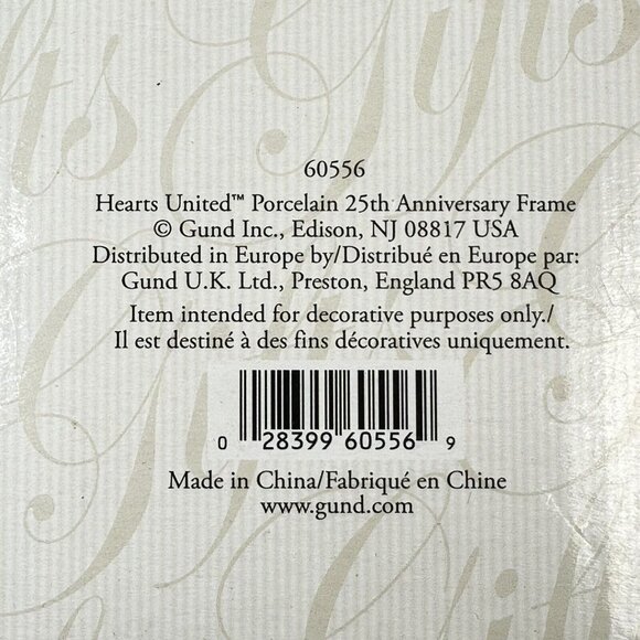 Gund Gifts Hearts United Porcelain 25th Anniversary Wedding Picture Frame 60556 - Picture 5 of 5
